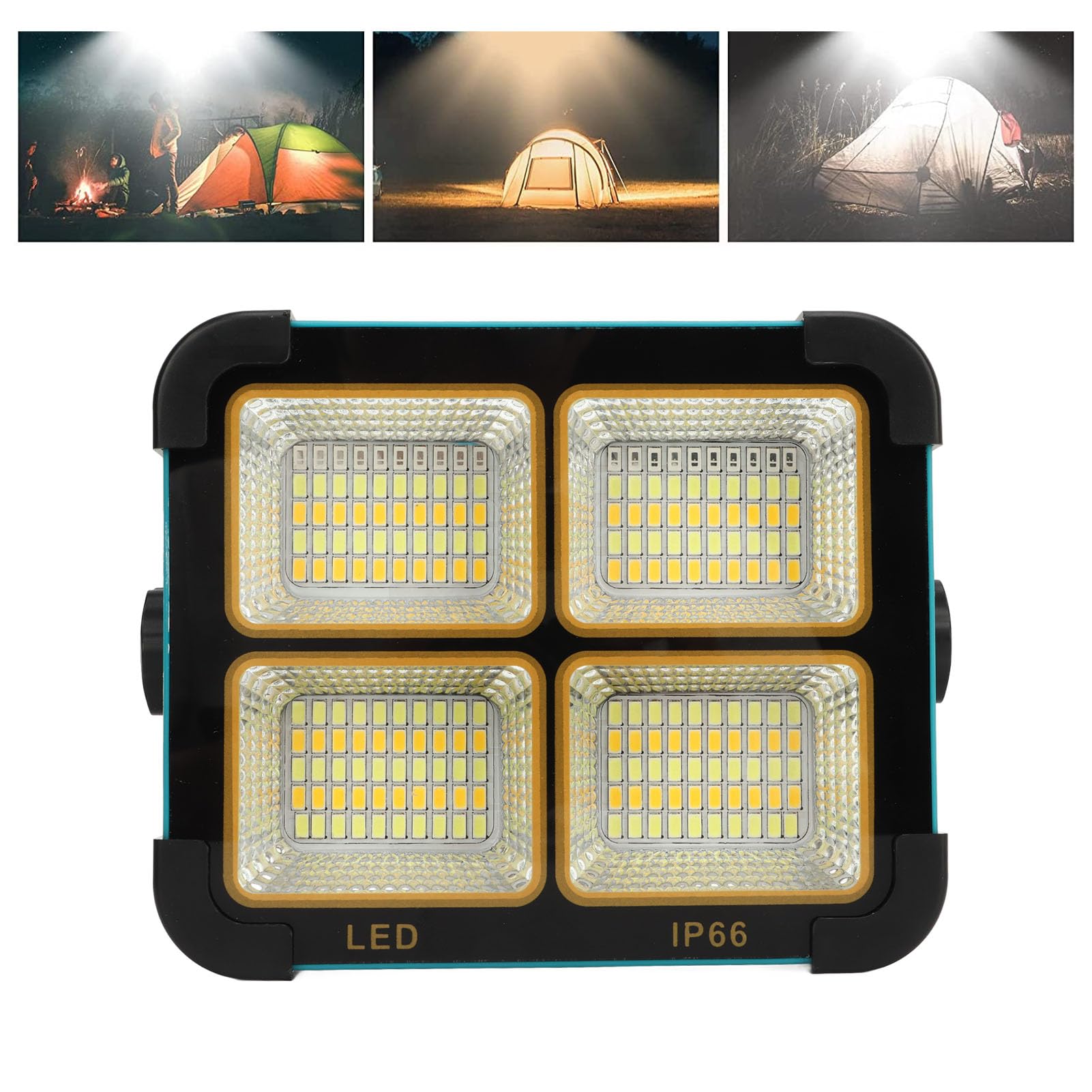 Luz de Trabajo LED Portátil, con Batería Recargable 100W 10000LM 3000 a 6000K, Luz Solar para Acampar, IP66 Luz de Trabajo con Soporte Ajustable de 180 Grados para Exteriores/construcción