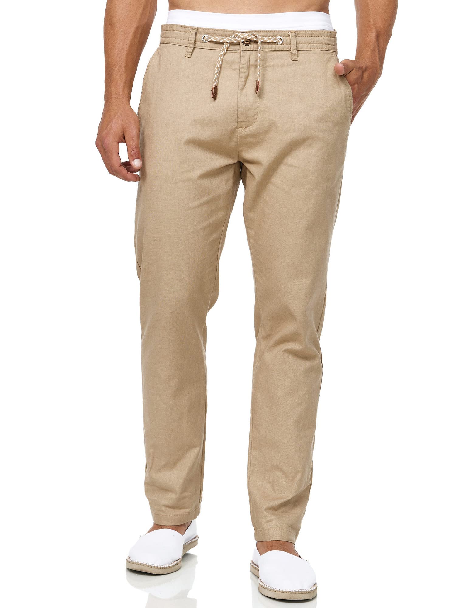 Indicode Hommes Veneto Pants | Pantalon en Lin et Coton