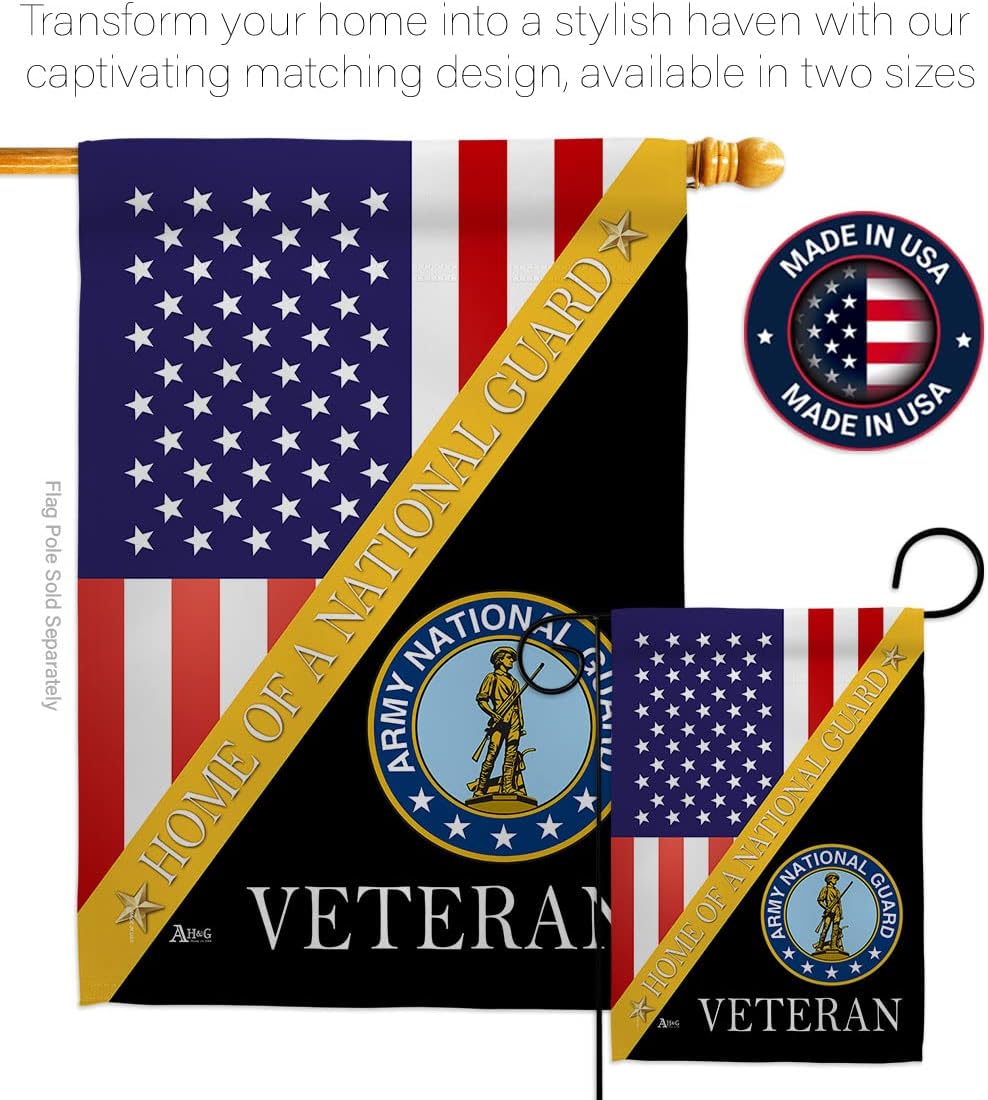 Home of Army National Guard Garden House Flag - Set Armed Forces ANG United State American Military Veteran Retire Official - Decoration Banner Small Yard Gift Double-Sided Made in USA 28 X 40