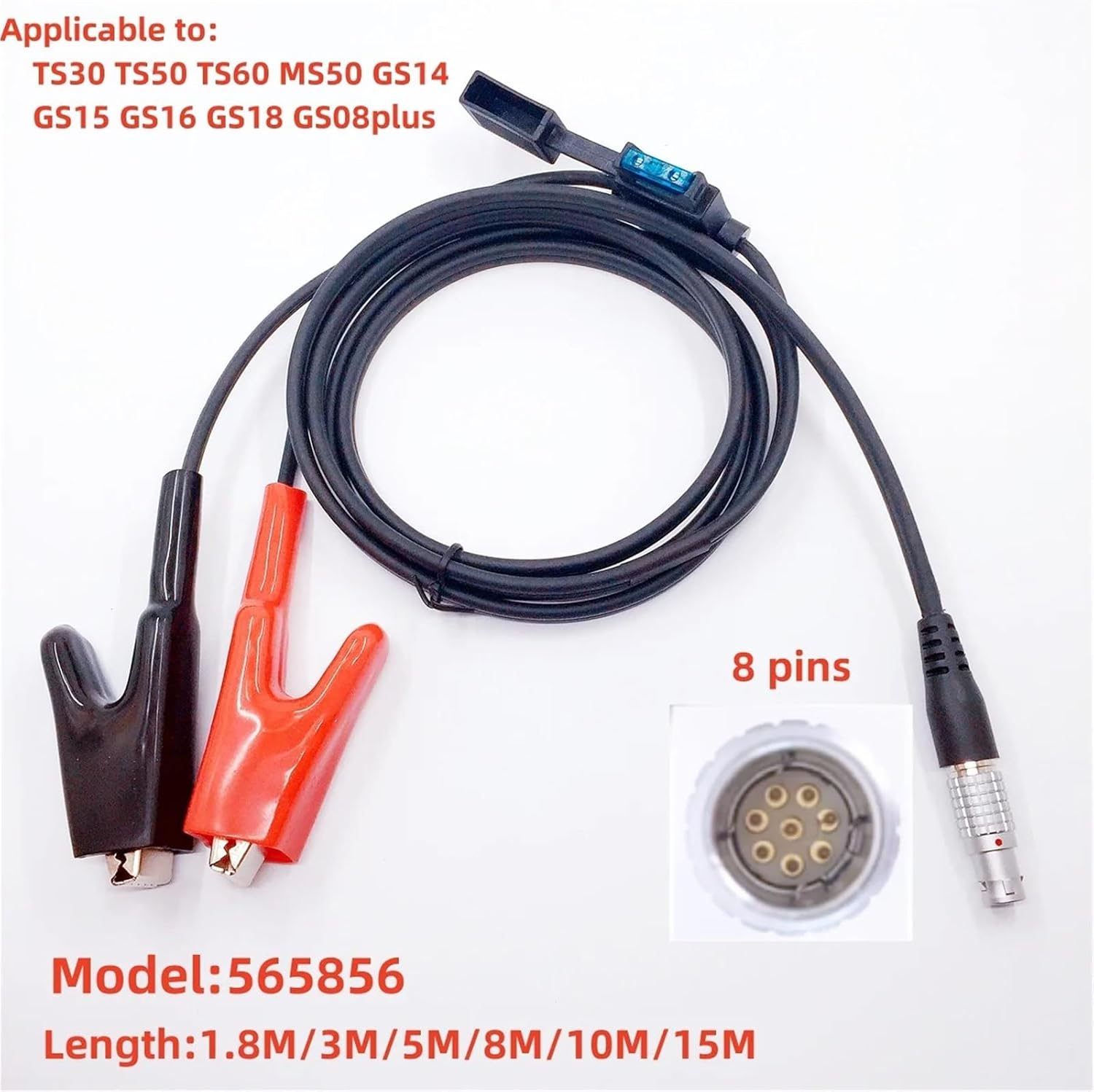 Power Cable 565856 Applicable to TS30/50/60 MS50 Total Station or GS14 GS15 GS16 GS08plus Surveying Instrument Cable(3 Meter)