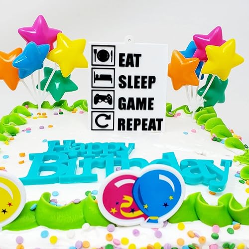 Miniatura 2 de Juego de decoración de pastel de cumpleaños con temática de gamer, come, duerme, juega, repite