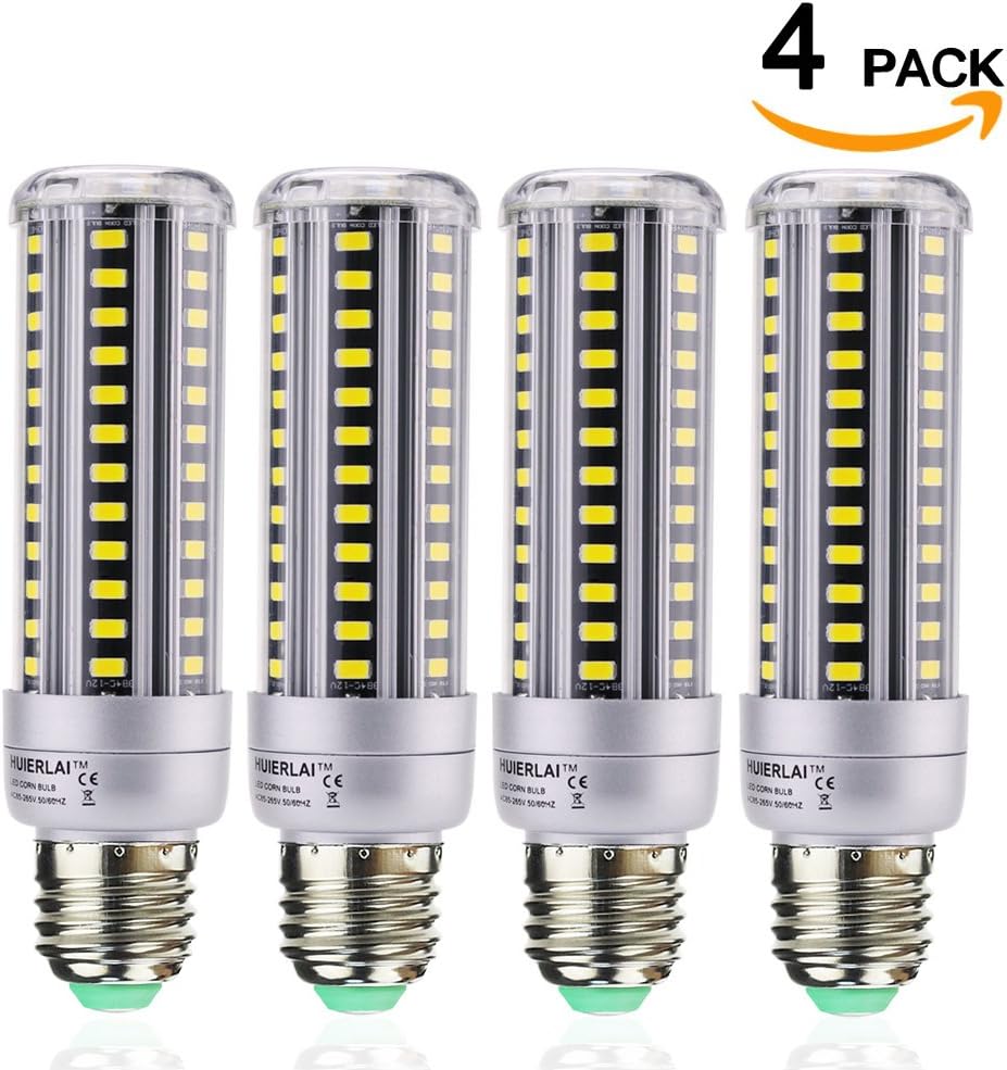 4-Pack 15W LED Corn Light Bulb - E26/E27 LED Corn Bulb (120W Equivalent) Daylight White 6000K 1380Lm Applicable for Indoor Home Garage Warehouse High Bay Barn Porch Backyard Garden Lighting