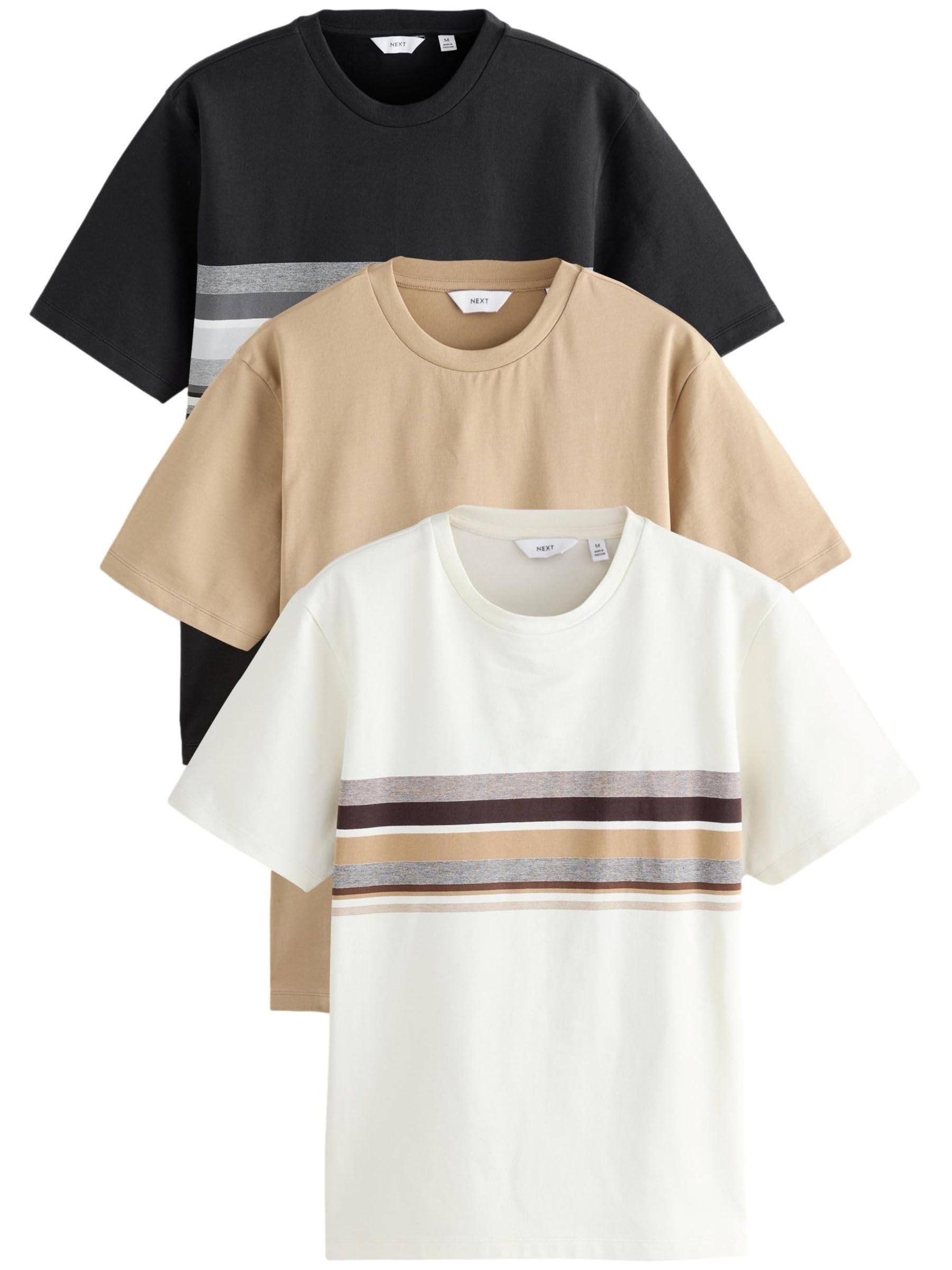NEXT Hombres Pack de 3 Camisetas de Corte estándar con Bloques de Color