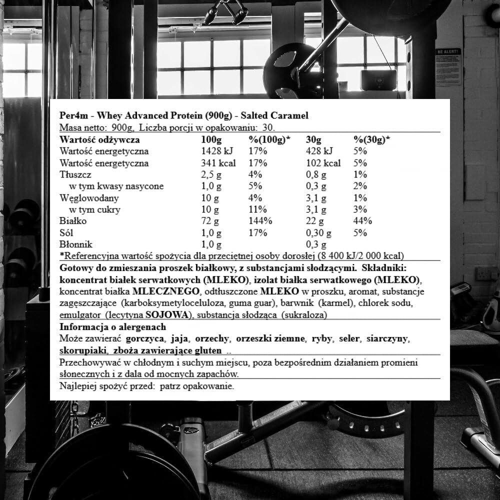 Per4m Whey Protein, Proteine con BCAA e Leucina, Sostiene Massa Muscolare e Recupero Post Workout, Ottima Solubilità, Integratore per Tutti i Livelli Sportivi Avanzati – Salted Caramel – 900g