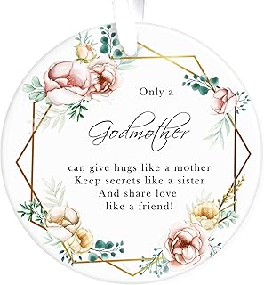Godmother Thank You Gifts Presents, Thank you For Being My Godmother Gift from Goddaughter Godson Godchild, 2 Sided Keepsake Ceramic God Mothers Gift for Christening, Fairy Godmother Thank You Gift