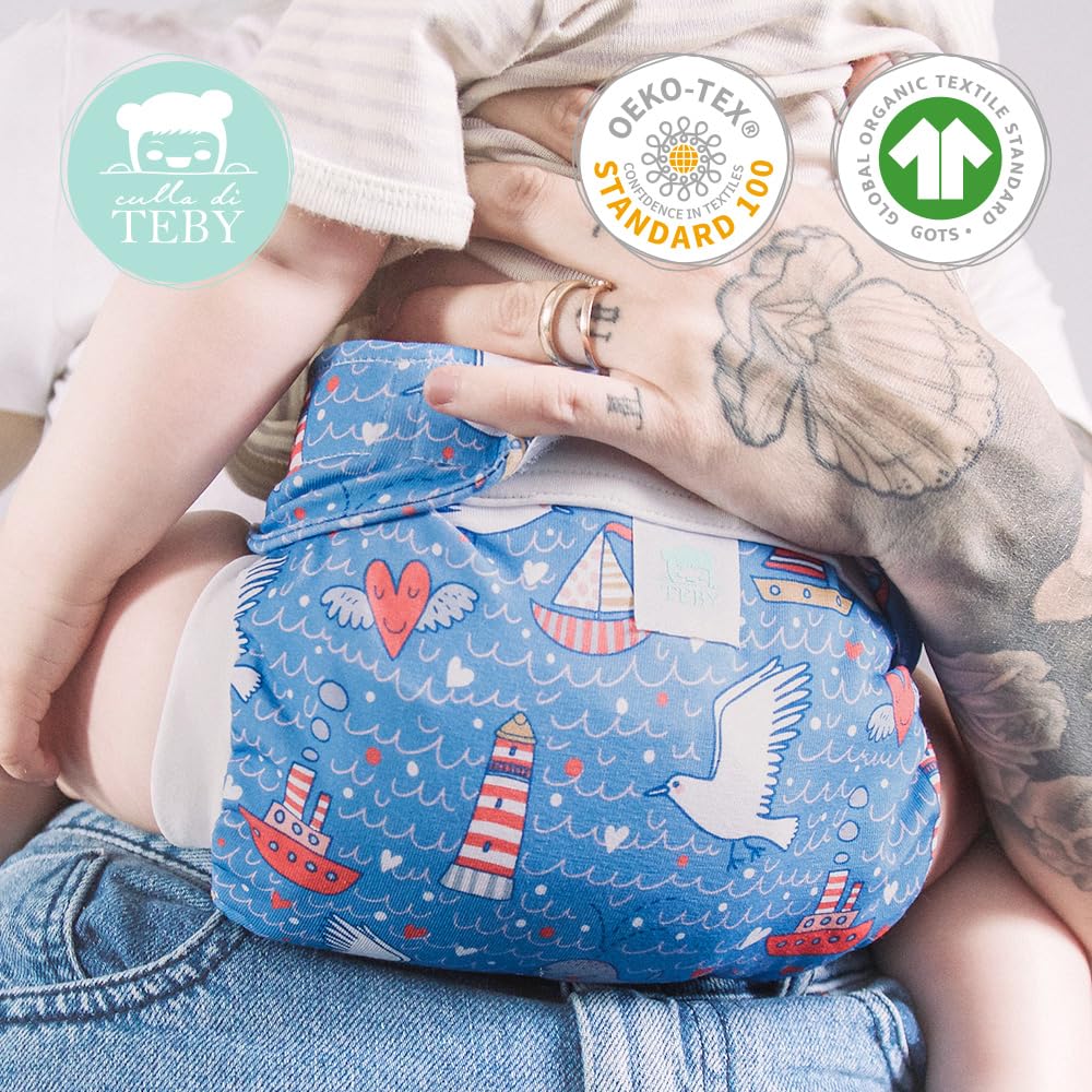 CULLA DI TEBY Mutandina contenitiva per pannolini lavabili Made in Italy -Cotone biologico (M)