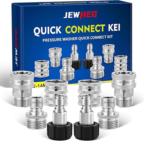 Versión mejorada 2025, kit de conexión rápida para lavadora a presión, juego de adaptadores de hidrolavadora de acero inoxidable, giratorio M22 de