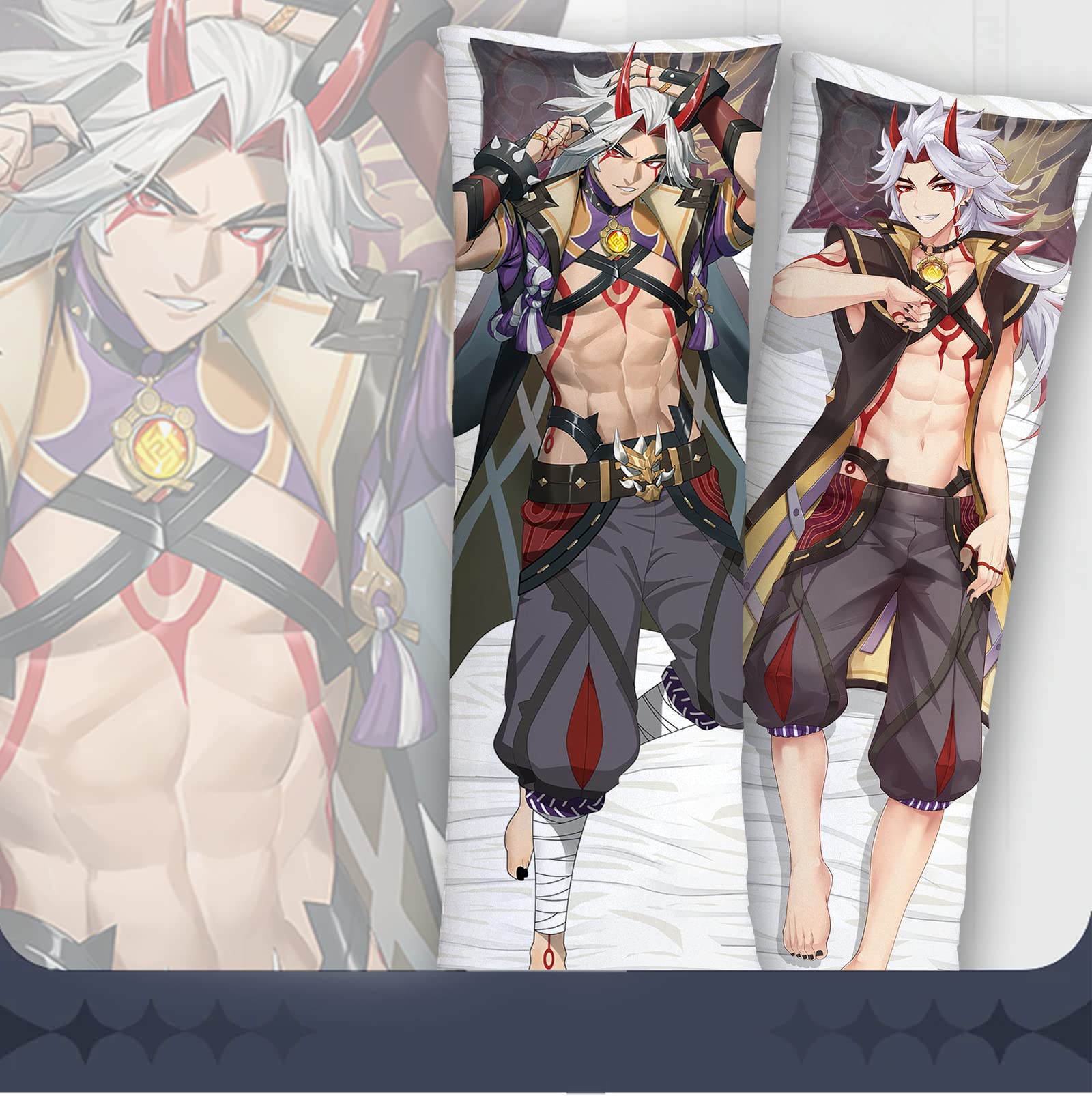 Genshin Impact Pillowcase Arataki Itto Body Pillow Case Cover Dakimakura 59"x20"(150x50cm ) - Arataki Itto 59" x 20"