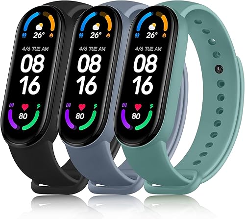 Amzpas Bandas de repuesto de silicona para Amazfit Band 5Amazfit Band 6 paquete de 3 pulseras ajustables para Xiaomi Mi Band 5Mi Band 6 para mujeres