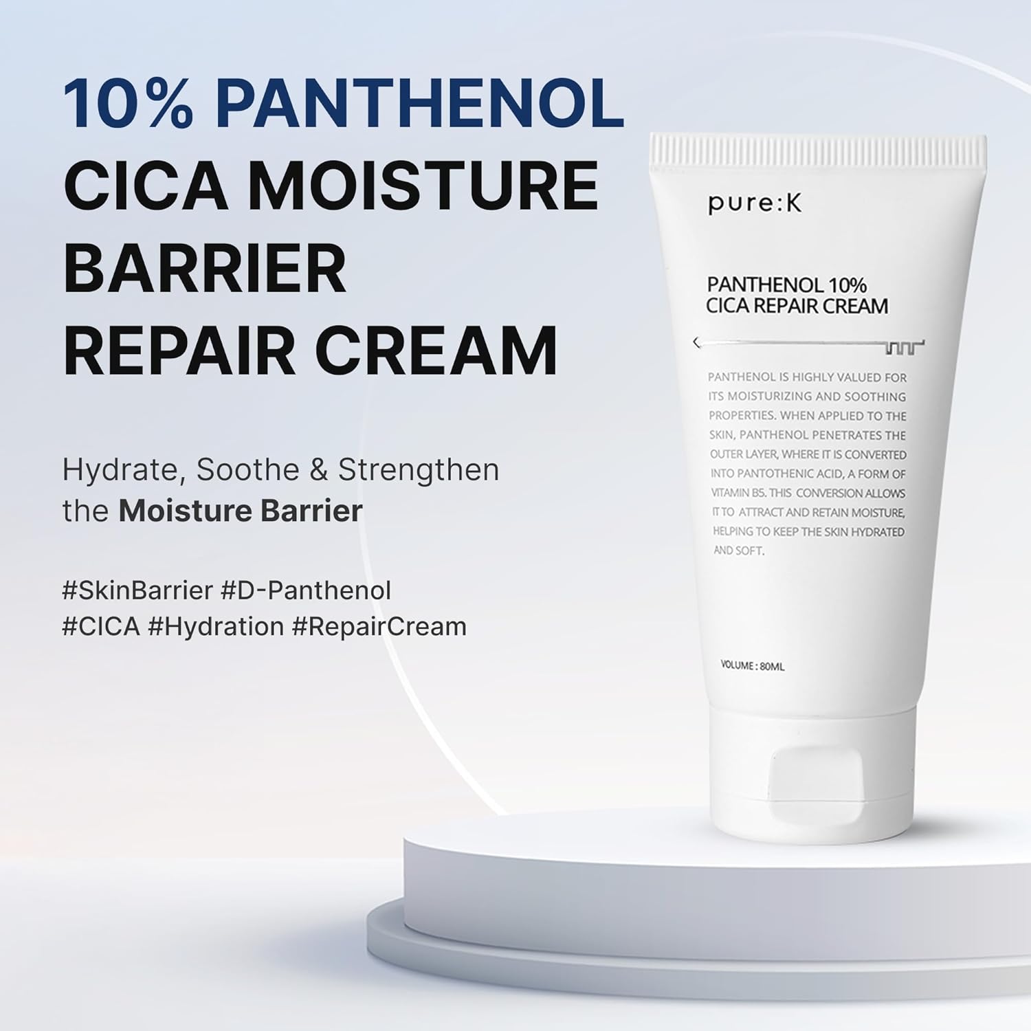 Panthenol 10% Cica Repair Cream - Soothing Face Moisturizer for Sensitive Skin, Redness & Post-Acne Barrier Repair, Hydrating Korean Skincare (2.7 Fl Oz / 80ml) - Image 2