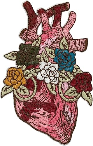 Miniatura 1 de Parche para planchar, parche de corazón con flores, divertida insignia bordada de dibujos animados para planchar o coser, accesorios de bricolaje