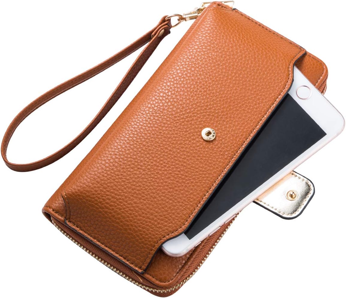 Women Wristlet Wallet with Cell Phone Holder Zip Around Handbag … image 2
