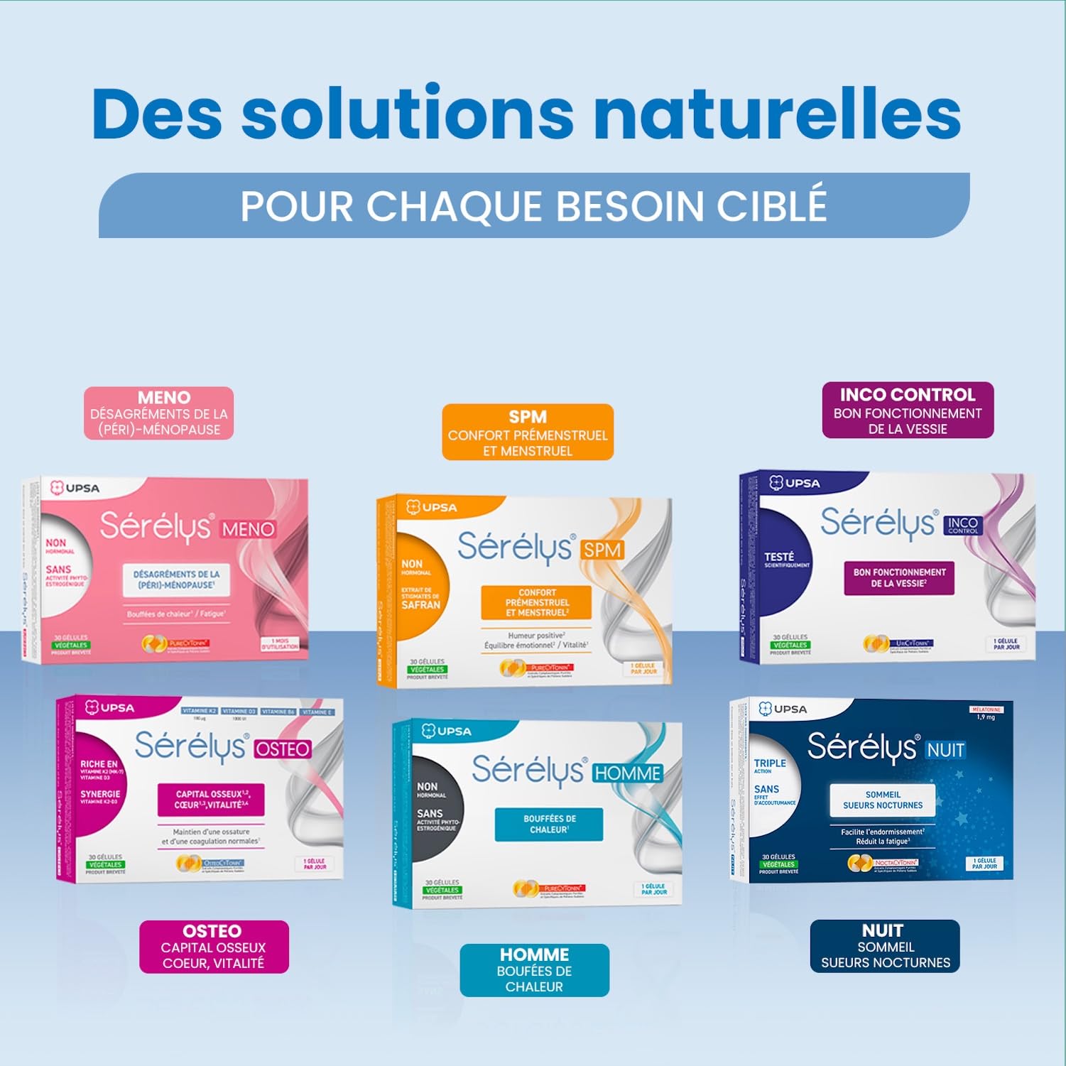 UPSA - Sérélys NUIT- Complément Alimentaire à Base de Mélatonine 1,9 mg, Magnésium & Vitamine E - Endormissement, Fatigue, Troubles du Sommeil & Sueurs Nocturnes - 30 Gélules Végétales - 1 mois