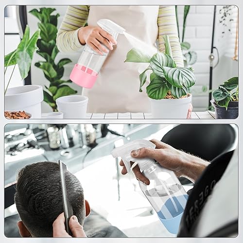 Miniatura 6 de Botellas de vidrio con protección de funda de silicona, recipientes vacíos recargables de 16 onzas, botellas de spray reutilizables con boquilla