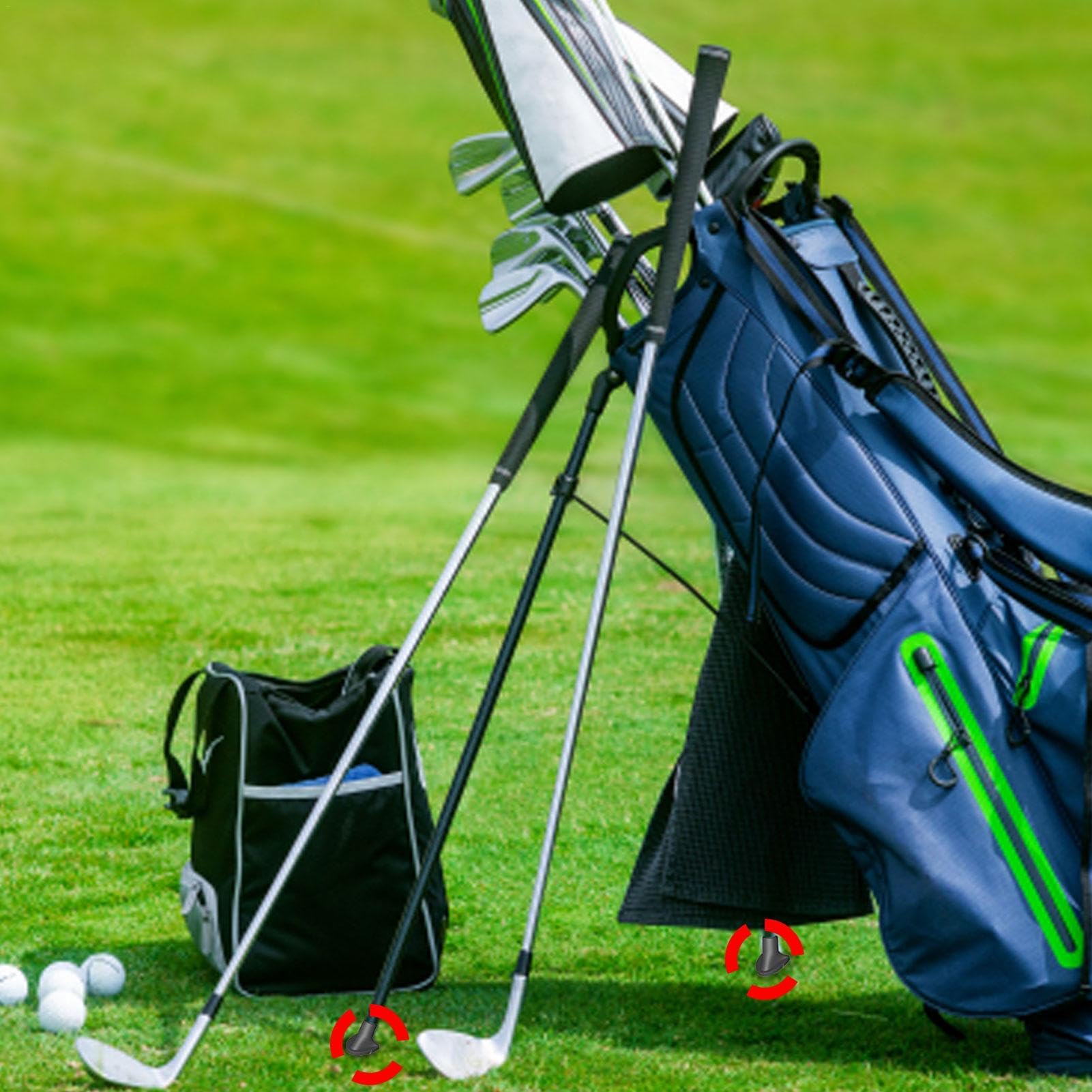 2x Golftaschenständerfüße Schwarz - Verschleißfeste Gummifüße Für Golf-Taschenständer