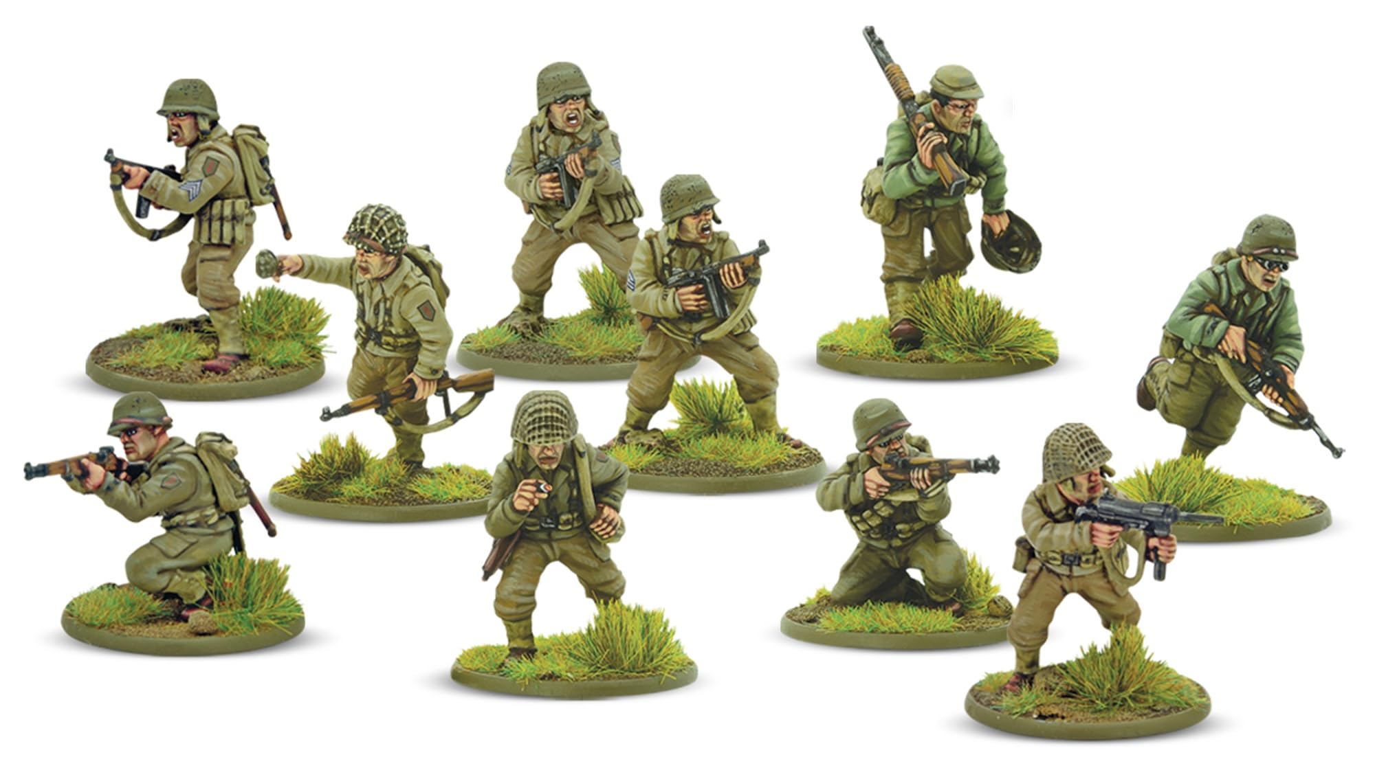 Warlord Games US Infantry GI's - Miniaturas de plástico a escala de 28 mm para acción de pernos, miniaturas altamente detalladas de la Segunda Guerra Mundial para juegos de guerra de mesa