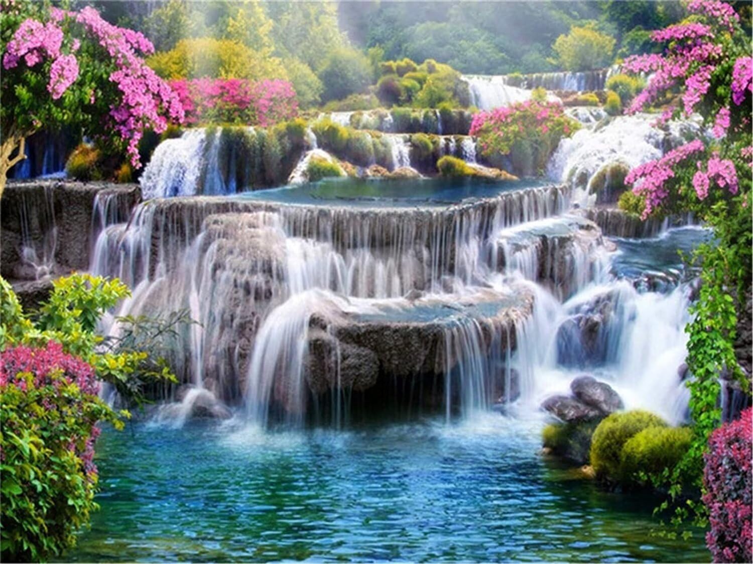 5D Diamond Painting Kits Waterfalls Scenery DIY Diamond Art Paint by Number for Adults 24x36in Full Square Drill Dots Gem Arts & Crafts Painting Supplies for Home Wall Decor 60x90cm W-14163