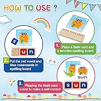 Vista 2 de Juguete Educativo de Palabras CVC Juegos de Ortografía, Actividades de Aprendizaje Preescolar para Niños Pequeños, Juguetes de Aprendizaje