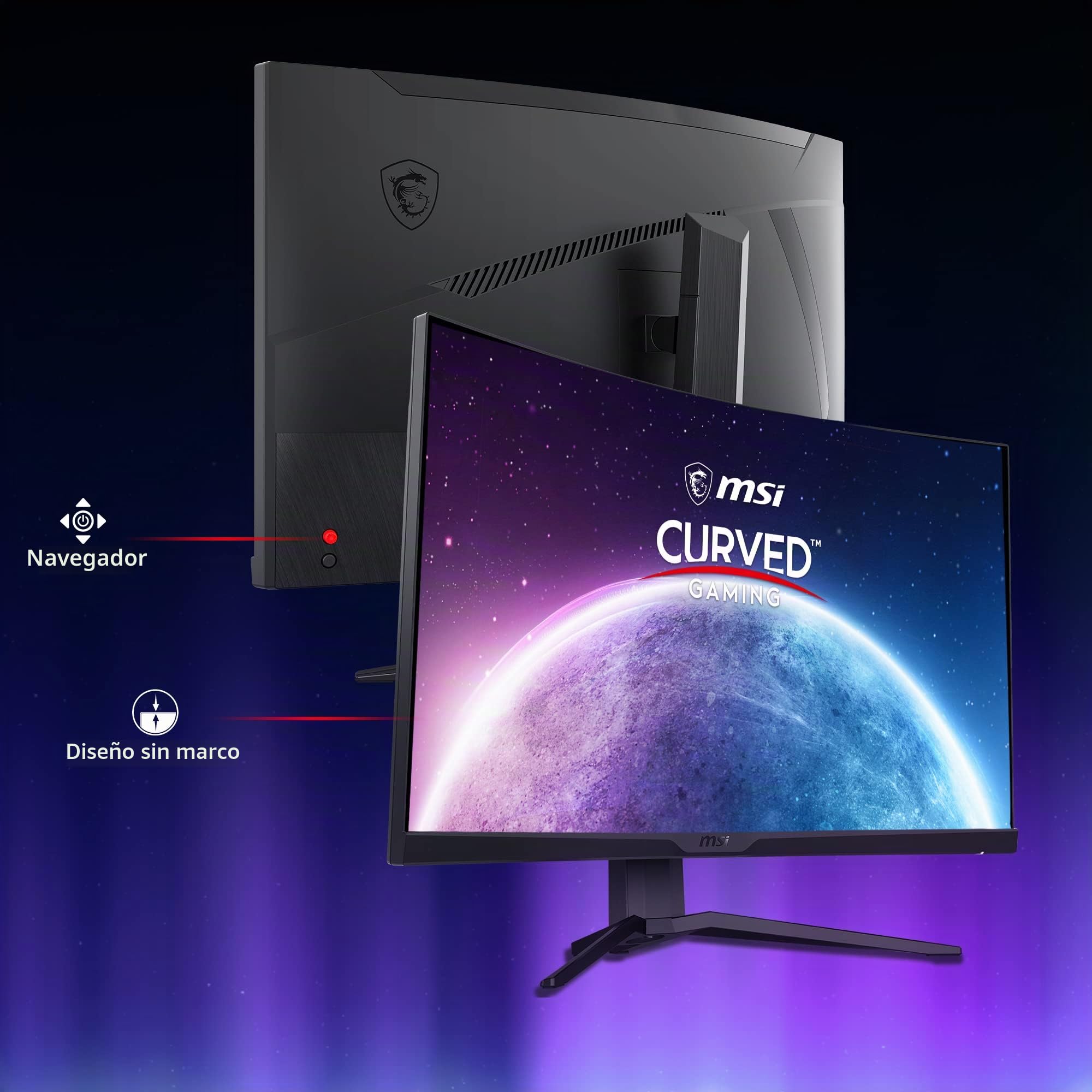 MSI G322CQP Monitor Curvo Gaming de 32" WQHD - Panel VA 1000R 2560 x 1440, 170Hz / 1ms, FreeSync Premium, HDR Ready, Soporte Ajustable - DP 1.2a, HDMI 2.0b CEC