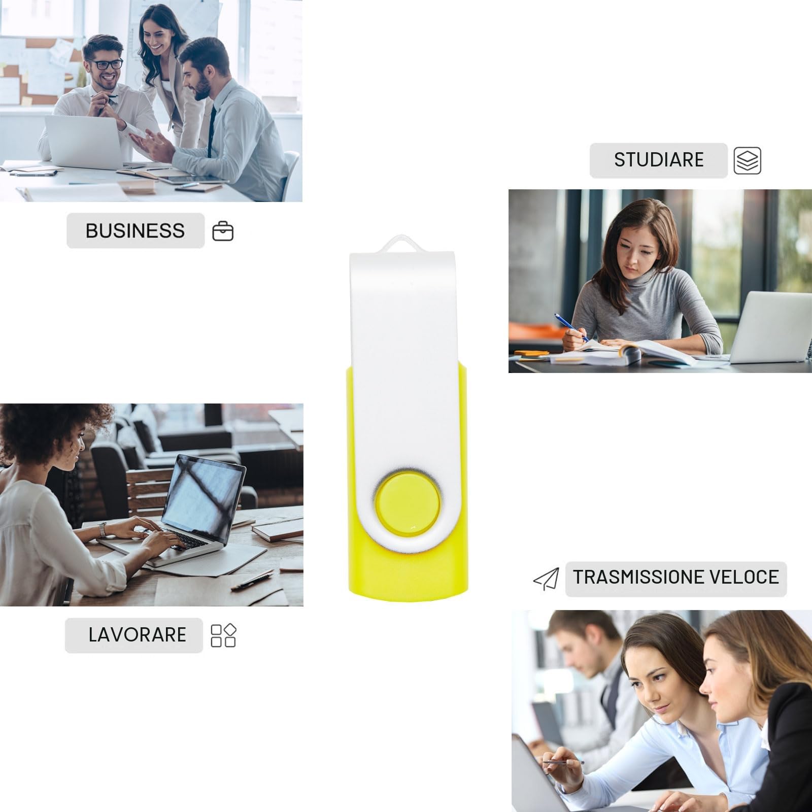 Chiavetta USB 2.0 4GB 20 Pezzi Confezione All'Ingrosso 5 Colori