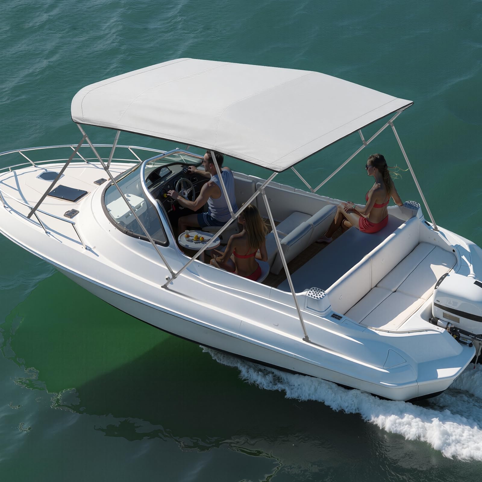 VEVOR Tendalino Bimini per Barca, Tendalino di Ricambio a 4 Archi 271 x 244 a 262 cm Tessuto Marico 600D Impermeabile, Kit Bimini Capottina Parasole di Ricambio per Gommone Barche, Senza Telaio
