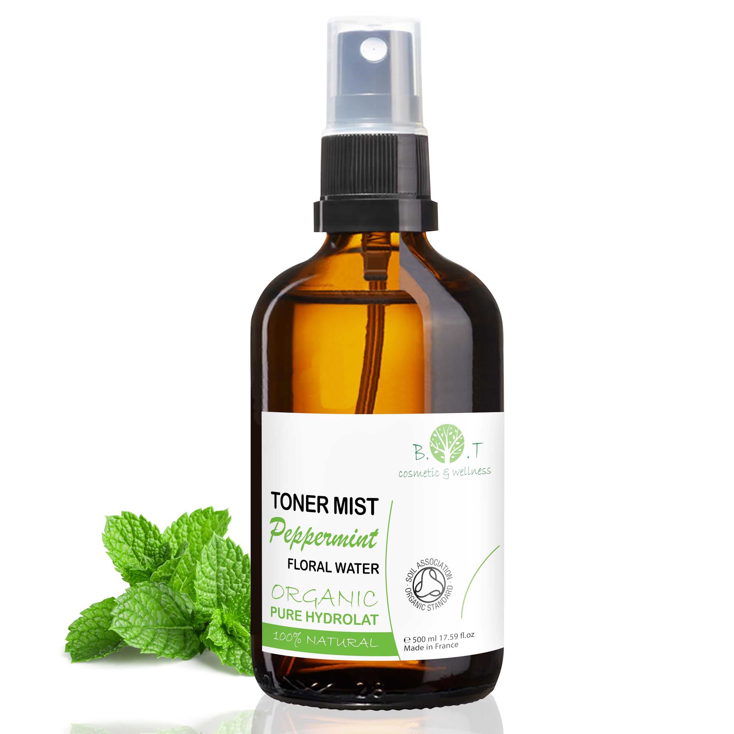 Acqua di Menta Piperita 500 ml Tonico Crescita dei Capelli, Antiforfora e Anticaduta. Tonico Detergente per la Pelle Grassa e lenitivo per la Pelle Sensibile.