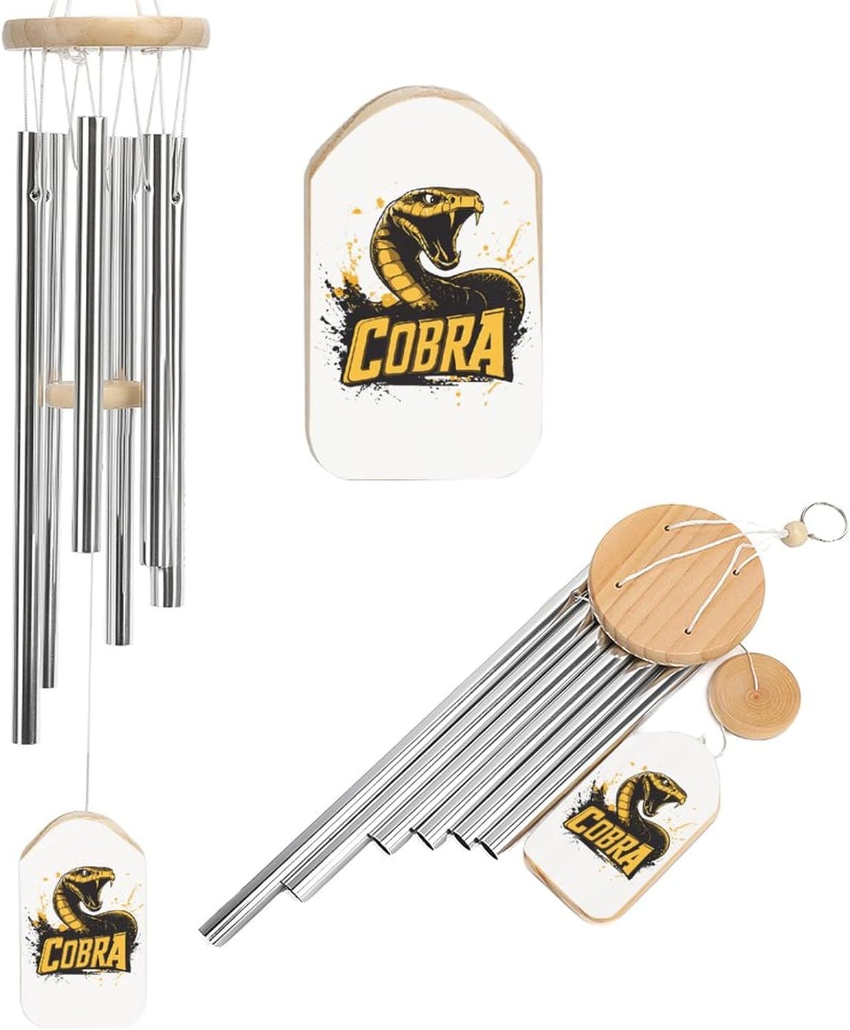 Cobra Snake King Memorial Wind Chimes with 6 Aluminum Tubes for Outside Deep Tone Garden Hanging Decor