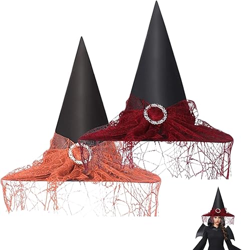 Miniatura 1 de CRIVERY Sombreros de bruja para mujer, sombreros de bruja negros de Halloween, disfraz de Halloween y decoración de sombrero de cosplay, regalos de