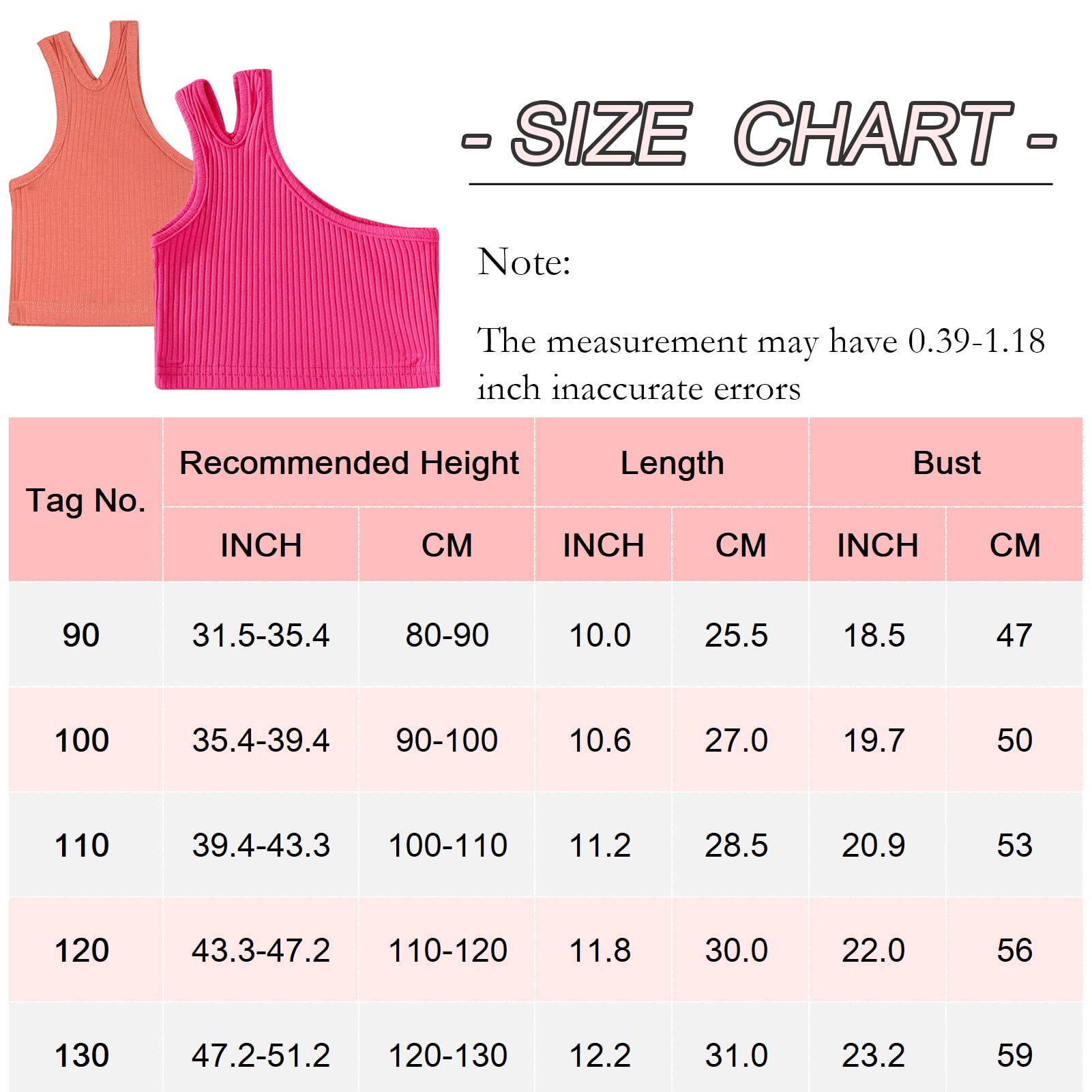 SEAUR - Canotta da ragazza senza maniche Canotta morbida in cotone crop Top 2 Pack Gilet corto a costine Canotta da 1 a 7 anni