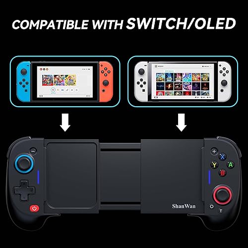 Vista 3 de ShanWan Switch Controllers, One-Piece Joypad Replacement SwitchSwitch OLED Suitable for Handheld Mode, Adjustable Turbo and Dual Vibration