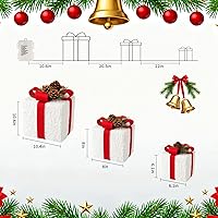 Vista 3 de Juego de 3 cajas de regalo iluminadas de Navidad con 60 luces LED, decoraciones navideñas enchufables para árbol de Navidad, hogar, decoración