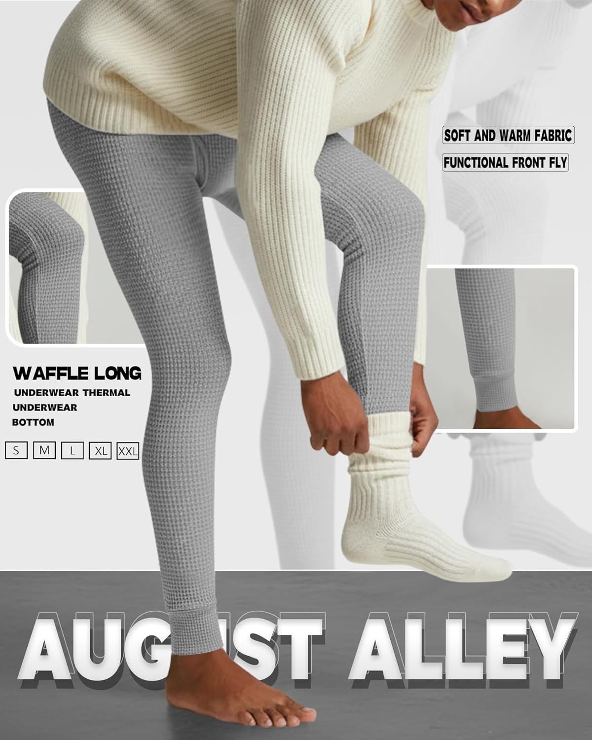 3 Pack Men's Waffle Thermal Bottom Long Underwear Johns Soft Base Layer - Image 3