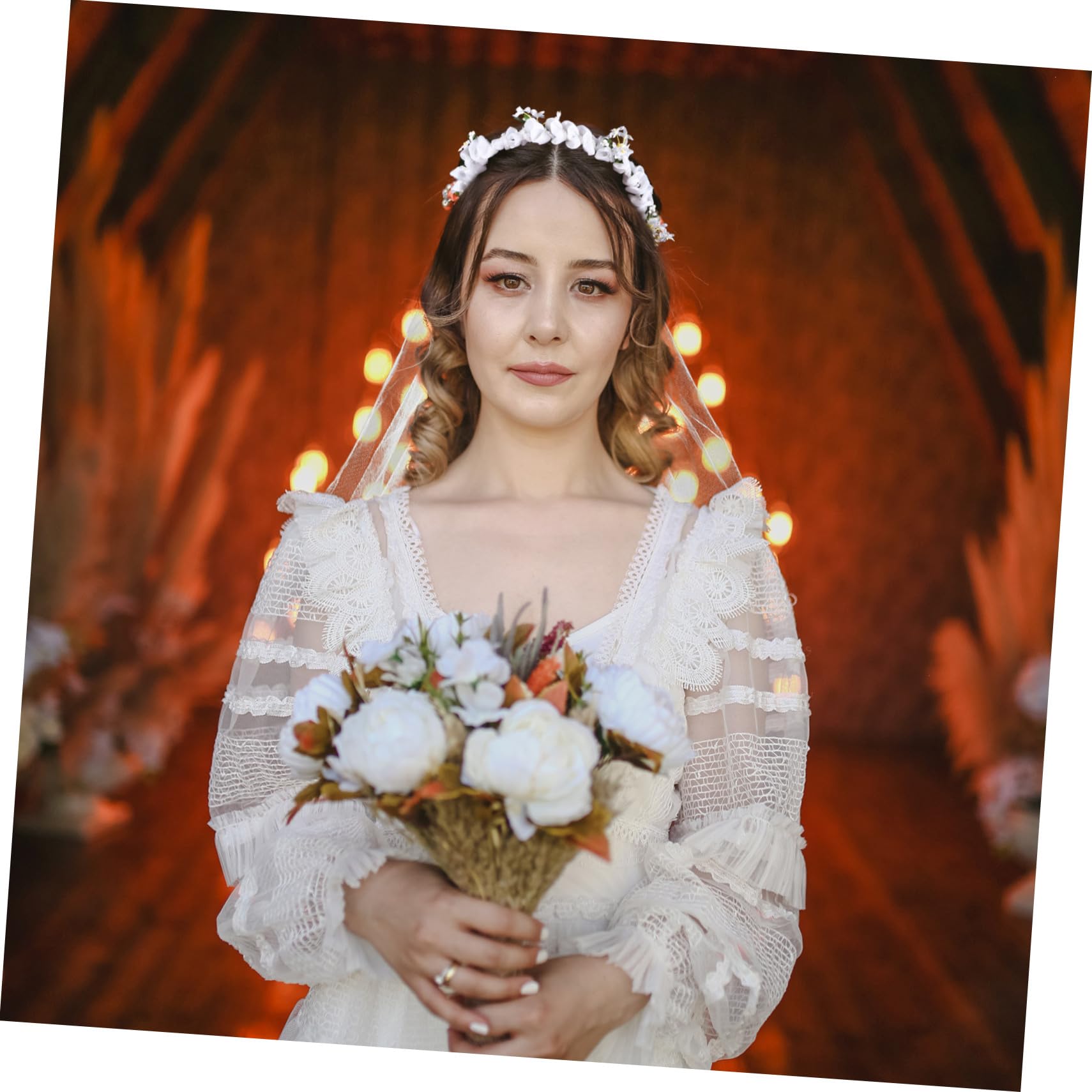 VICASKY 4 Pezzi Sposa con Artificiale e Fascia Matrimonio con Fiori Realistici Accessorio per e Nozze