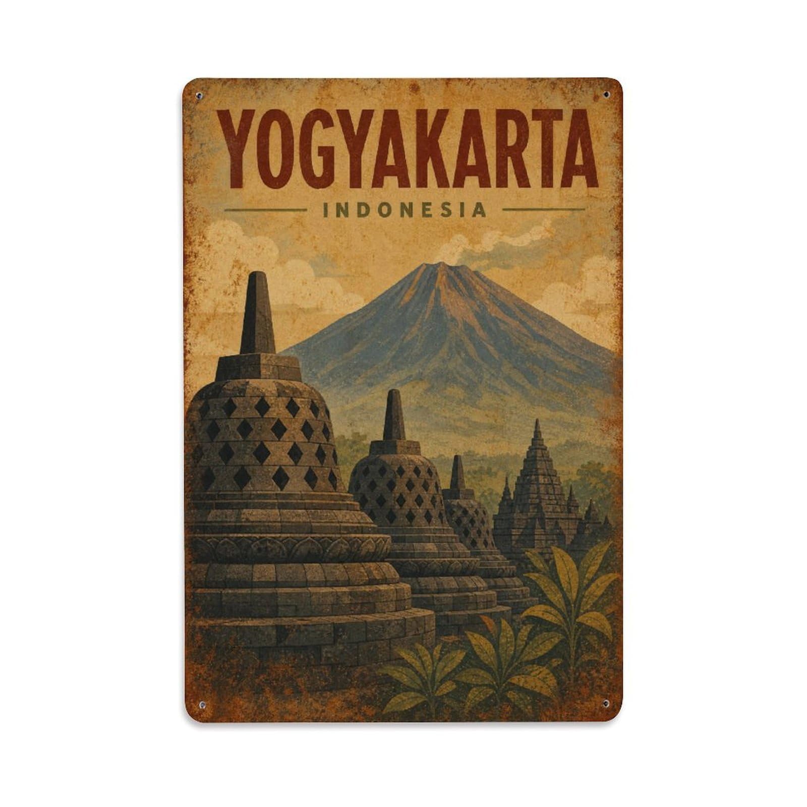Metal Tin Sign Travel Retro Indonesia Yogyakarta
