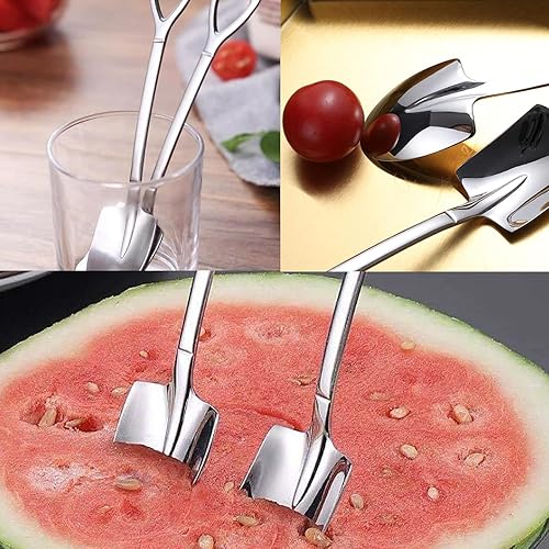 Miniatura 7 de 4 cucharas de acero inoxidable con forma de pala para café, té, azúcar, cuchara para revolver, pastel de postre, comida para gatos y perros