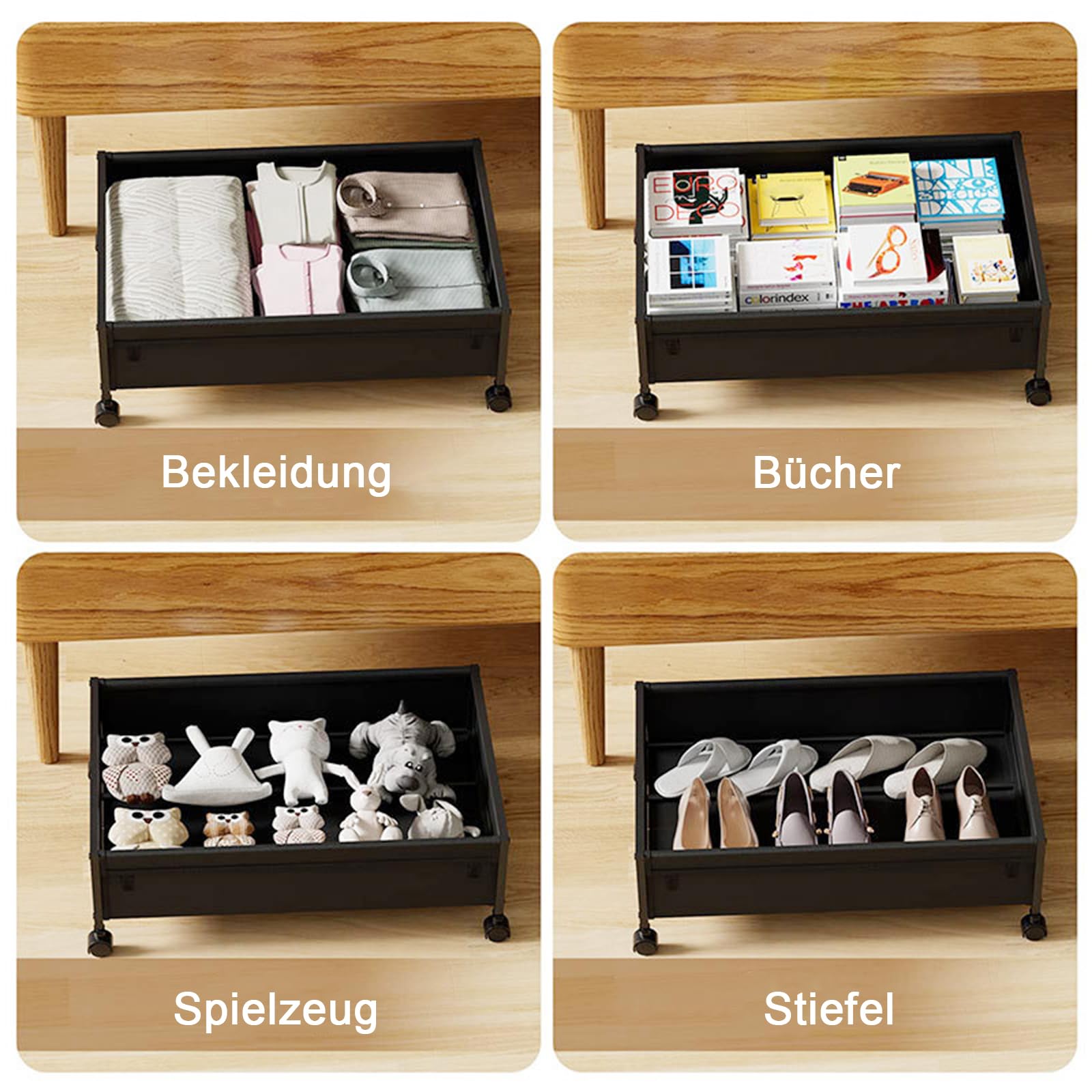 2 cajas de almacenamiento debajo de la cama con ruedas, caja de almacenamiento con ruedas, marco de metal, organizador de almacenamiento para ropa, zapatos, mantas, ropa de cama