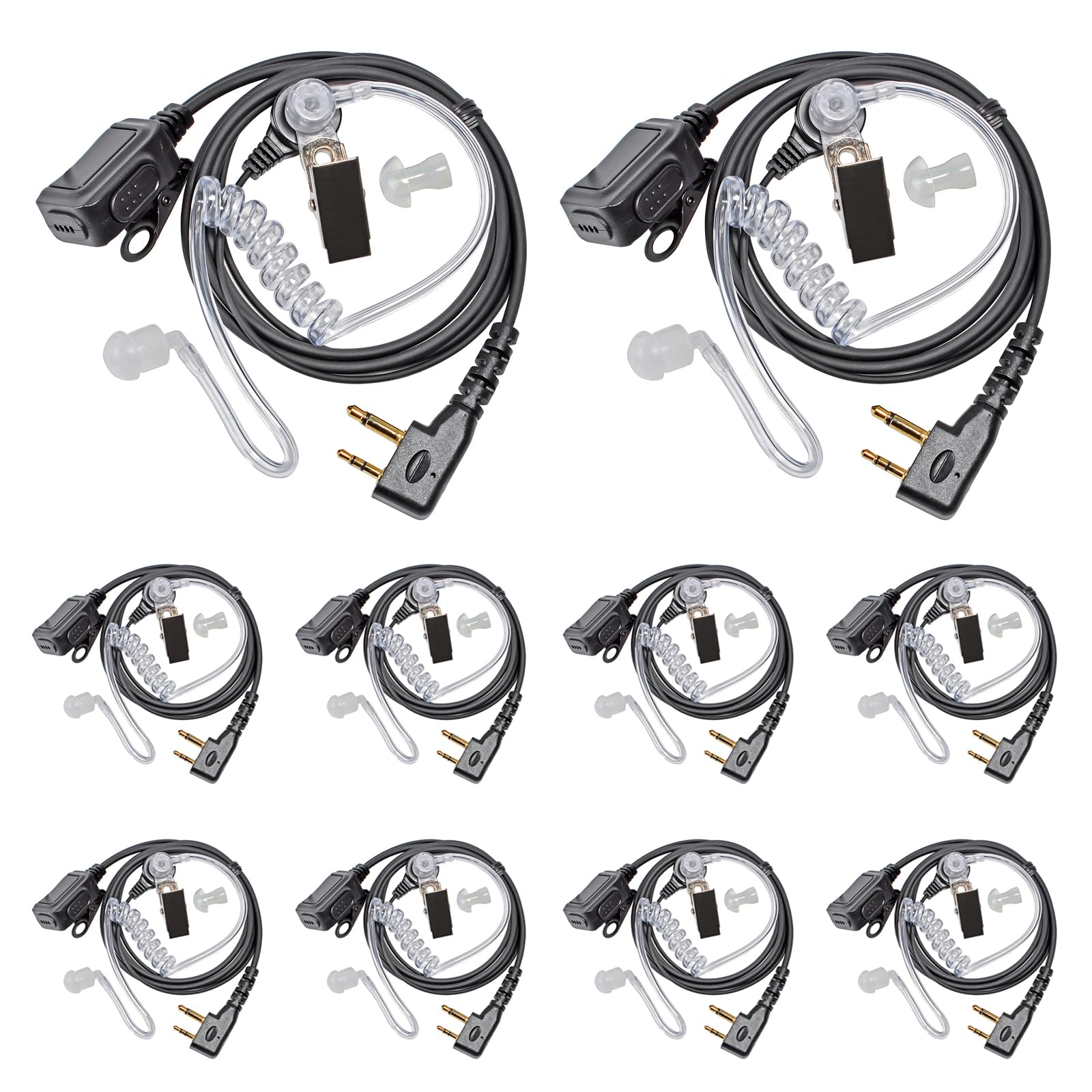 Microphone Casque pneumatique Transparent Compatible avec Midland G7 Pro G8 G9 Pro M24 M24 Plus M48 M99 G6 XT G7 XTR | Surveillance de sécurité Softair (Tube Transparent, 10)