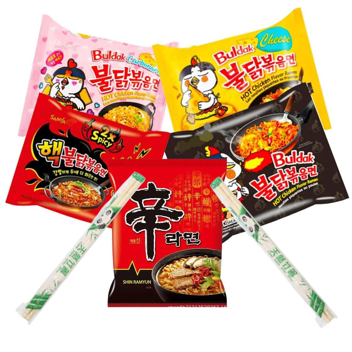 YIJIA | Pack 5 Paquetes mezclados B Ramen Coreano instantáneo Shin Ramyun, de Kimchi, de Chapagetti, Carbonara y de Queso — view 13