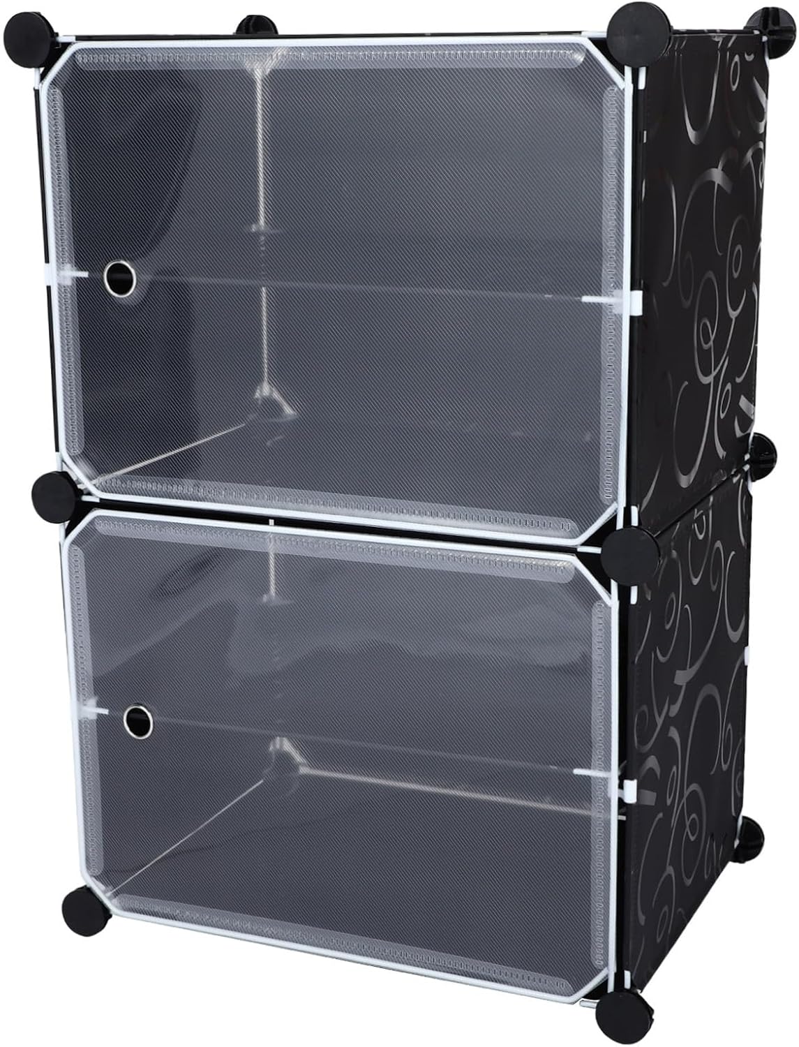 Hemobllo Multilayer Shoe Rack Organizer Black Dustproof Shoe Storage Cabinet Doors Easy Assembly for Home Entryway