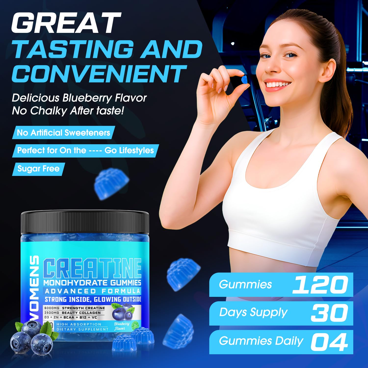 Creatine for Women, 6000mg Creatine Monohydrate Gummies with Collagen, BCAA — Amazon image 6