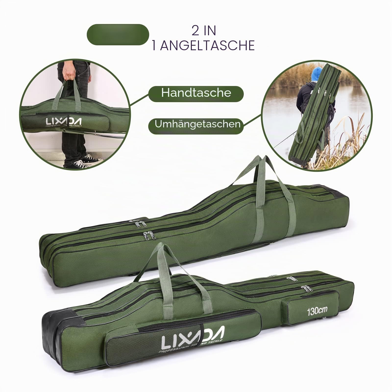 Lixada Angelrutentaschen, tragbar, Trolley, DREI Schichten, faltbar, Angelrute, Tasche, Spule, Tackle, Werkzeug, Carry Case Carrier Travel Bag