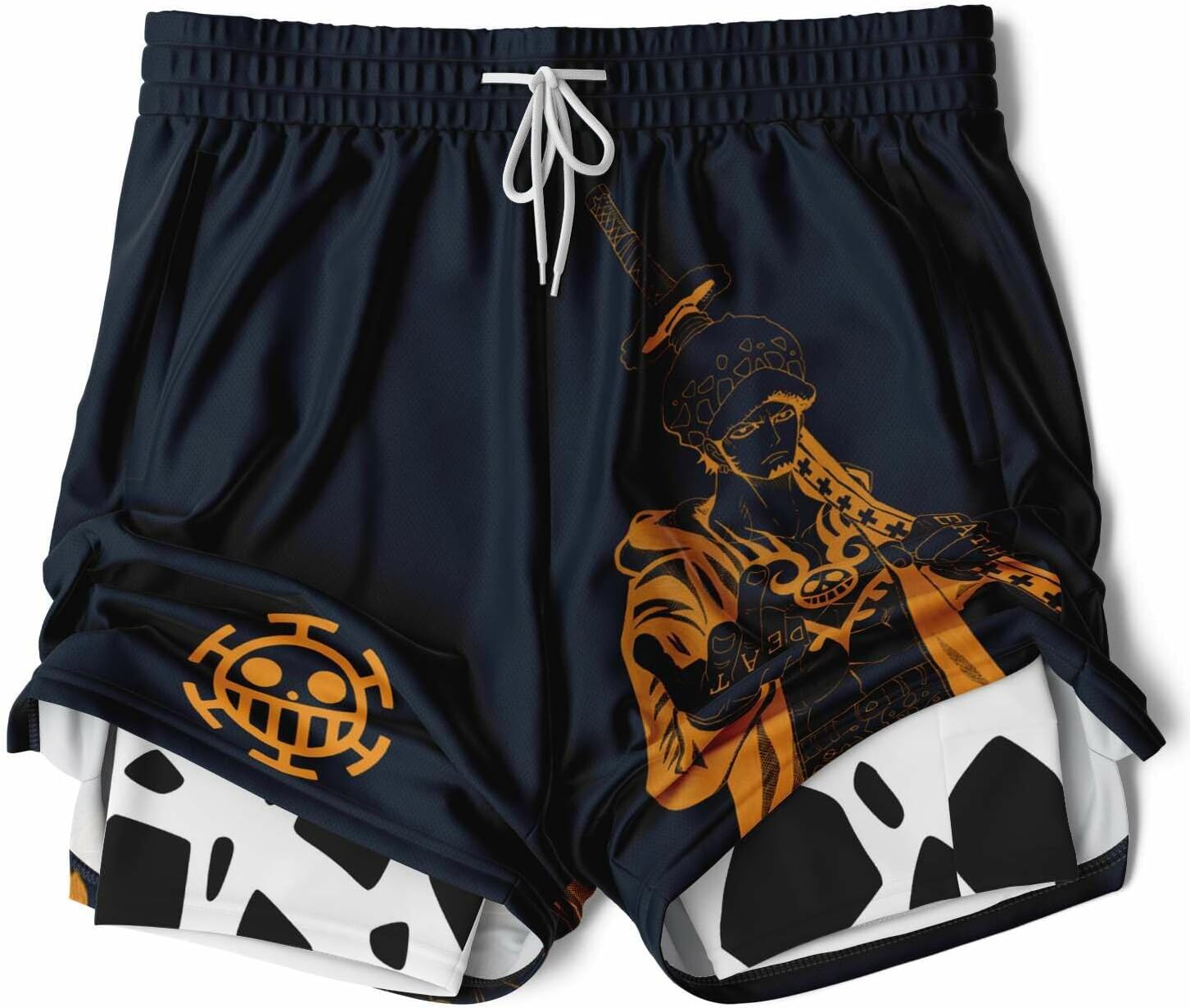 CROWN Anime Shorts - Breathable Mesh Stretch Compression Gym Short with Pockets and Towel Holder