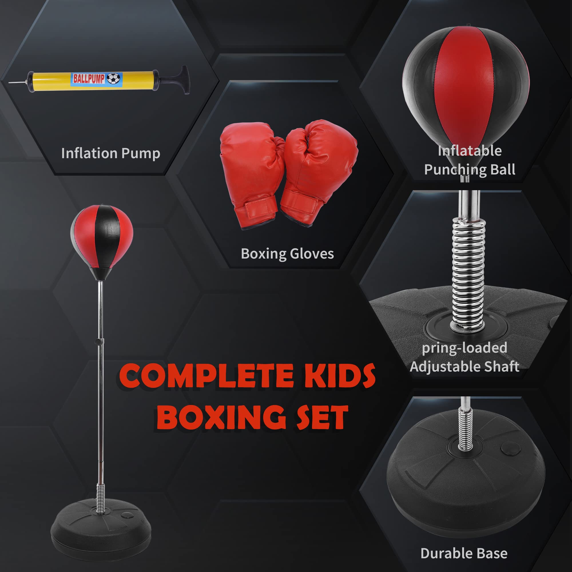 Kit De Boxe Autoportant – Sac De Frappe Réglable Avec Balle De Réaction Et Gants – Entraînement Fitness à La Maison - 11