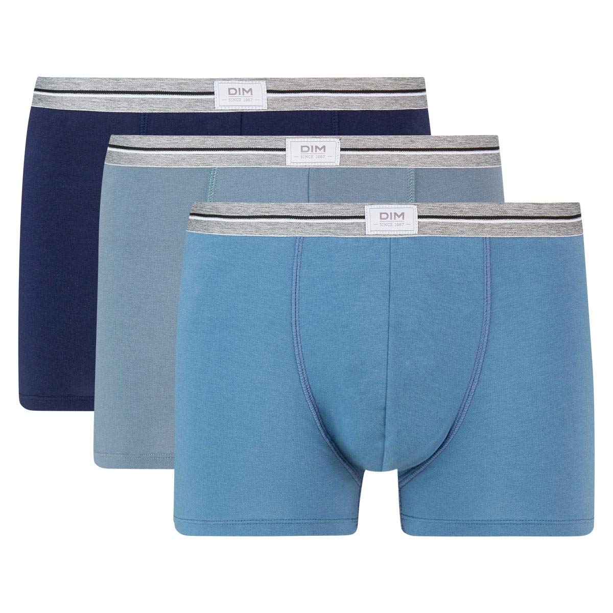 Dim Men's Boxer Ultra-Resist Durable Stretch Cotton x3 Jean Blue/Mouse Grey/Denim Blue L