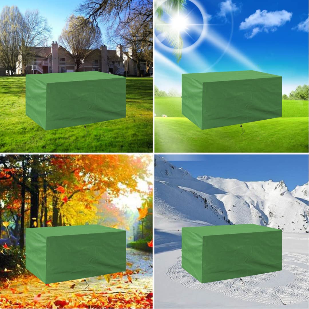 WLL Abdeckplane für Gartenmöbel, 130x80x75cm(Grün), Schutzhülle Abdeckhaube Rechteckig Oxford 420D Wasserdicht Winterfest Gartenmöbel Abdeckung für Balkonmöbel Sitzgruppe