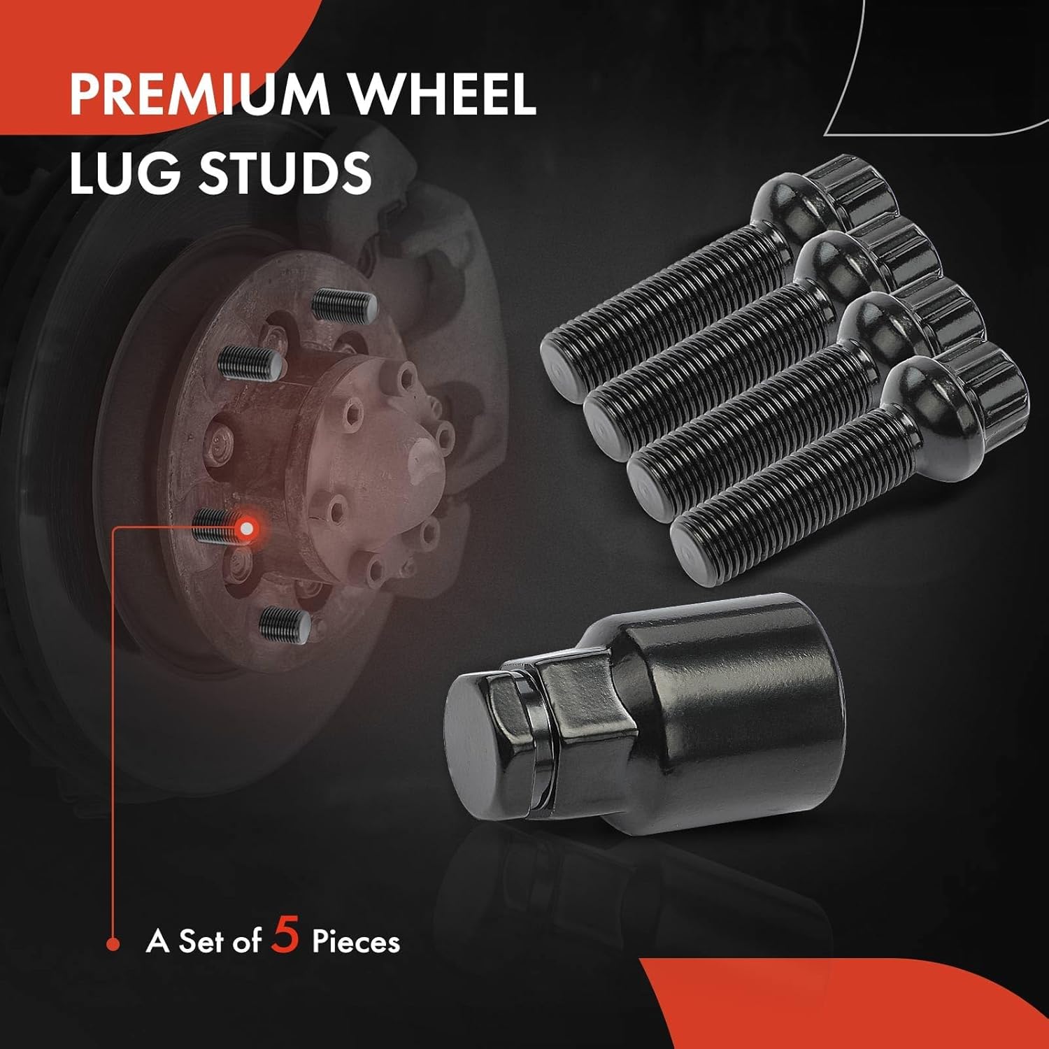 A-Premium 4-PC M14-1.5 Wheel Studs W/Socket Key Compatible with Mercedes-Benz E63 AMG, GLK250, GLK280, GLK300, GLK350, GLE300d, GLE350, GLE350d, GLE400, GLE43 AMG & More - 45 mm Shank, 68.4 mm Thread