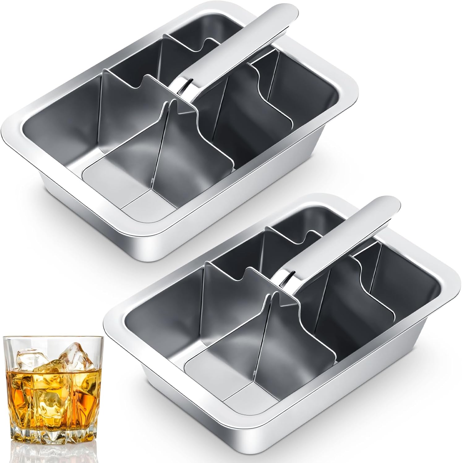 3 Pcs 18 Slot Stainless Steel Ice Cube Maker and Tray Ice Cube Tray for Bars Kitchens Levers Remove Cubes Easy Removal Metal Food Grade Freezer Molds for Food Juice Dishwasher Safe