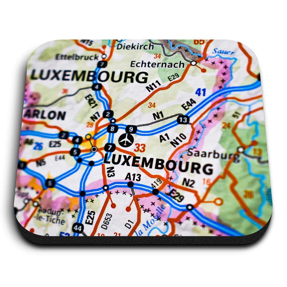Destination Vinyl Ltd Multicolor 1 X Square Mdf Fridge Magnet - Luxembourg Arlon Belgium Map Travel 45633