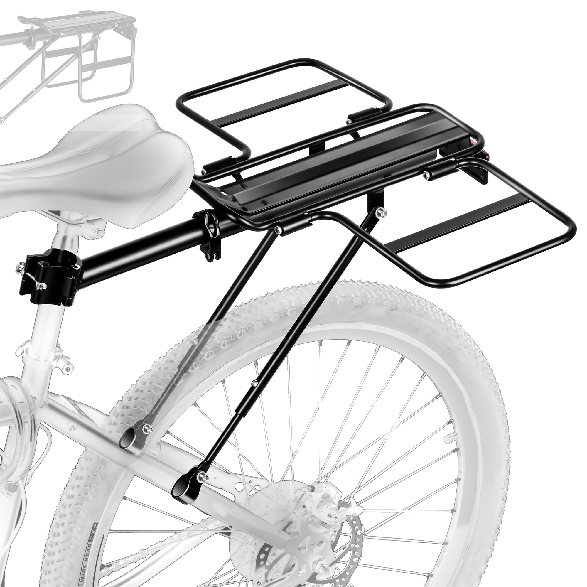 Portabultos Bicicleta Trasero Plegable con Alas Anchas, Liberación Rápida, Universal, Gran Capacidad, Regulable en Altura para Bicicletas de 24 a 29 Pulgadas