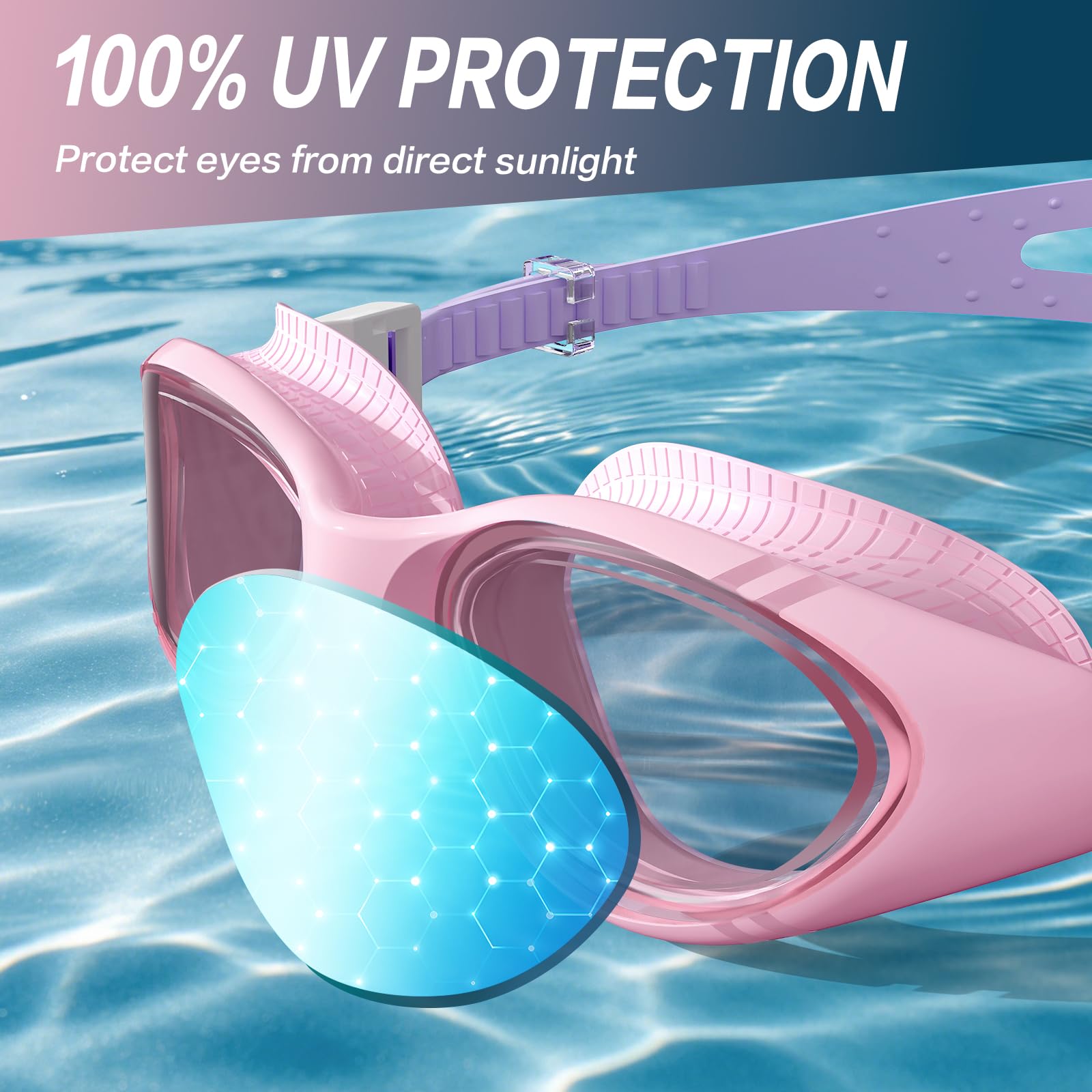 VegoVia Gafas de natación para adultos Gafas de natación para hombre y mujer, gafas antivaho UV con estuche